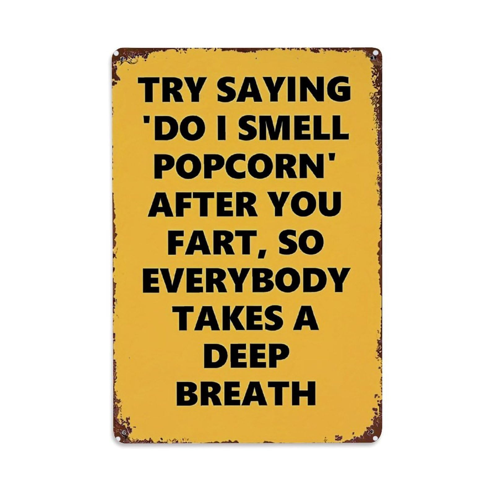 Jdfenggu Vintage Try Saying Do I Smell Popcorn After You_xrqay Retro Metal Tin Sign, Metal Poster For Bar, Home, Man Cave, Kitchen, Laundry Room Art Decor 8X12 Inch