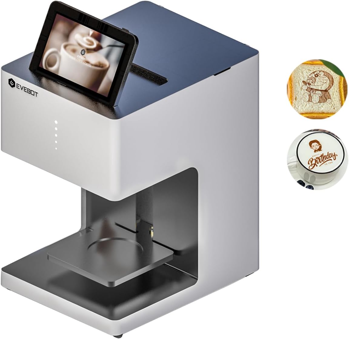 EVEBOT Coffee Latte Art Machine EB-Pro Customized Photo Selfie Printing with Camera Cake Desserts DIY Personalized Decoration for Cafes Bars Museums, Brown FancyBox - White