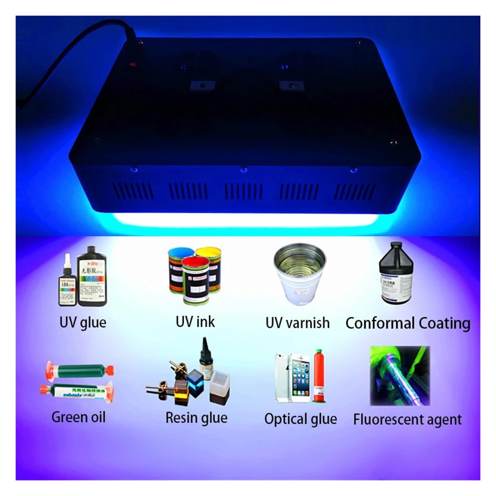 Lampada ultravioletta a polimerizzazione UV a rapida essiccazione Professional 365nm 395nm 405nm for stampa 3D Vernice UV for PCB a getto d'inchiostro verde lucido Resina for saldatura Alta energia, a