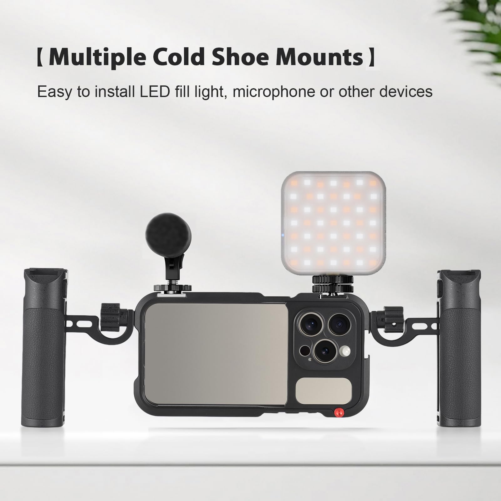 Dual-Griff-Telefonkäfig-Video-Rig für 15 Pro Handheld-Stabilisator-Kit Tragbare Smartphone-Filmausrüstung Schwarz (Für 15 Pro)