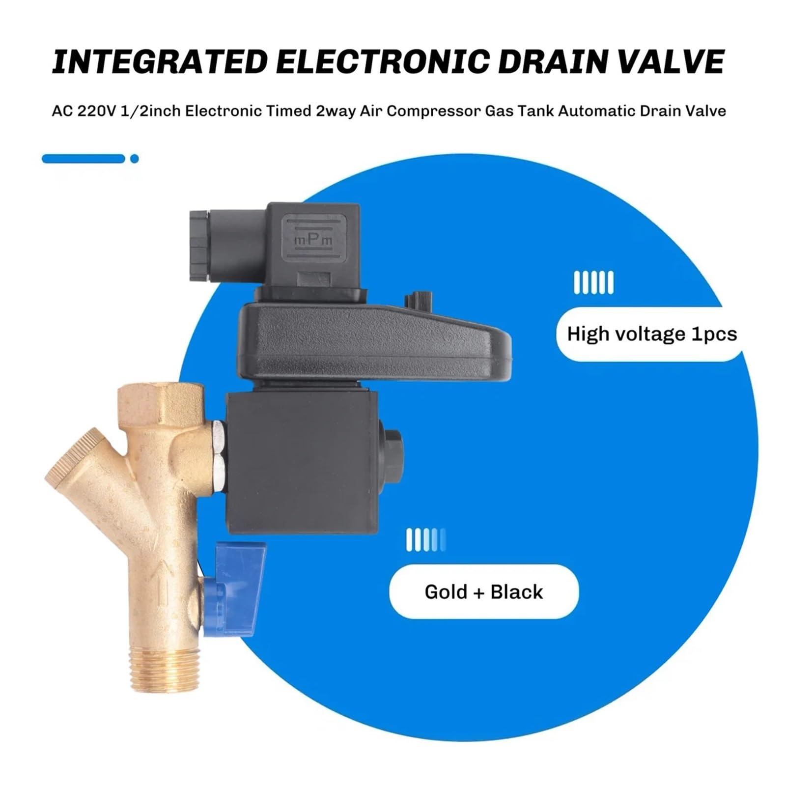 Válvula de drenaje automática electrónica temporiz Compresor de aire de 2 vías, drenaje automático del tanque de Gas, temporizador electrónico, CA 220V, 1/2 pulgadas