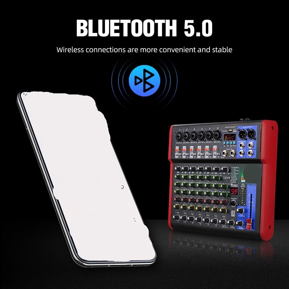 Mixer Audio, Console DJ mixer audio 99DSP con effetti multipli - 2 ingressi microfono/linea