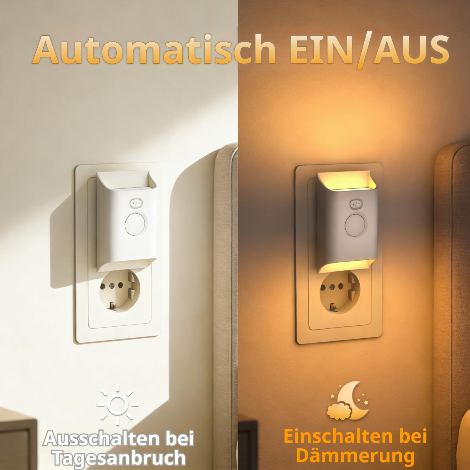 6x Nachtlicht Steckdose mit Bewegungsmelder Kinder LED Steckdosenlampe 0,7W
