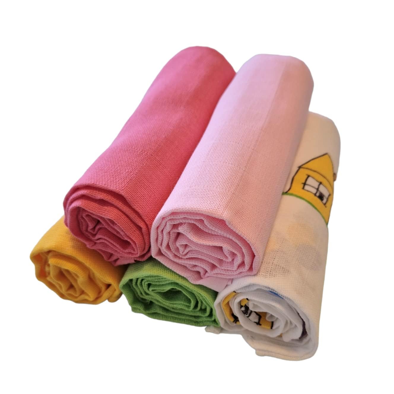 Natureville Musselin Spucktucher Baby Geschenk fur Neugeborenen - Doppelt Gewebte Mull Windel mit Verstärkter Umrandung - Mulltücher Baby - Mullwindeln - Muslin Fabric Waschlappen - 80x80cm - 5er Pack