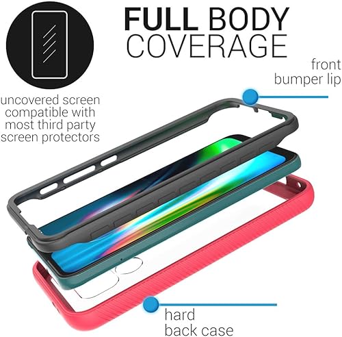 Miniatura 3 de CoverON Funda de cuerpo completo diseñada para Motorola Moto G9 PlayMoto G9E7 Plus, Ultra HD, transparente, resistente, antideslizante, color rosa