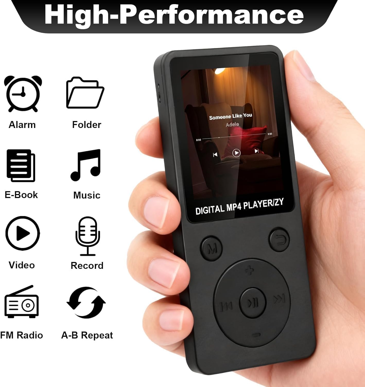 32GB Lecteur MP3 Bluetooth 5.3 avec Haut-Parleur Intégré, Baladeur Portable HiFi sans Perte 70H Autonomie, MP3 Sport avec Radio FM, Écran 1,8 Pouces, Extension Carte TF 128Go, Lecteur Musical Léger