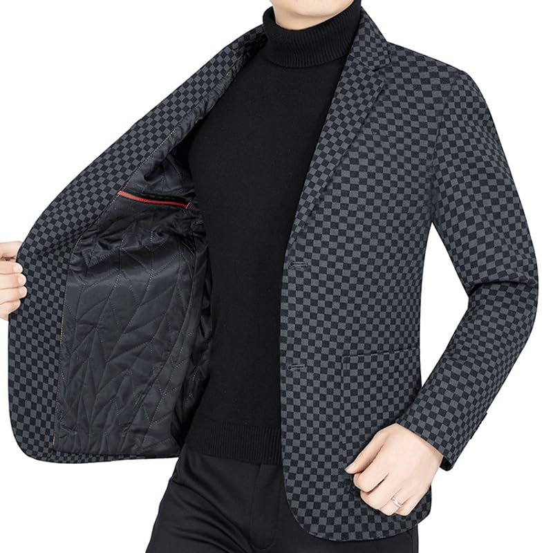 Men's Gray Plaid Casual Stretch Jacket Slim Fit Lightweight Sport Coat Two Button Suit Jackets2