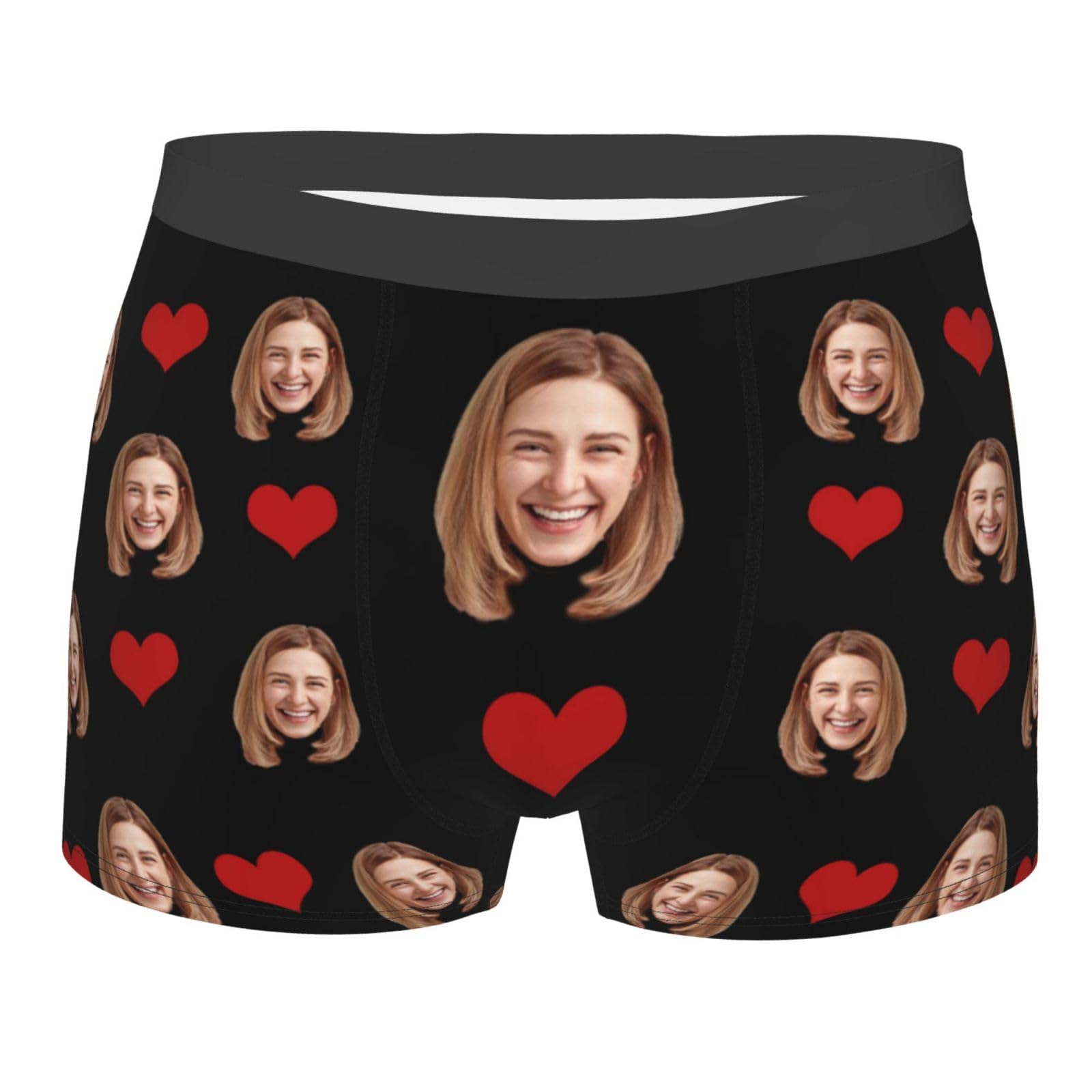 Ayambetus Men's Customise Boxer Shorts - Black Custom Photo Face Boxer Shorts Personalised Boxers For Soft Underpants Breathable Underwear Hipster Boxer Shorts Personalized Gifts For Boyfriend Husband Christmas Valentines Day Black