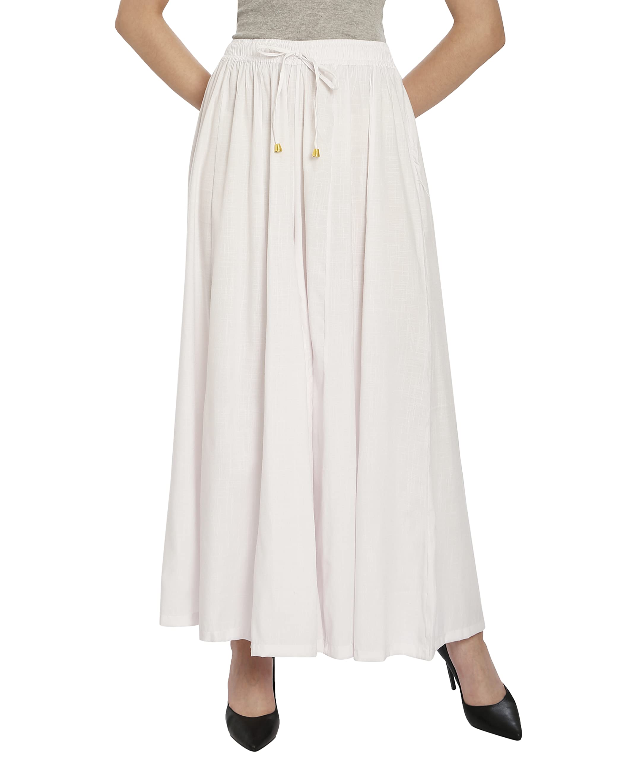 Women Cotton Full Flared Sharara || Flared Palazzo Pants || Textured Design Solid Sharara-image-36