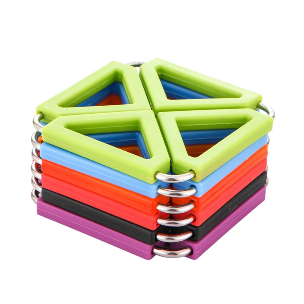 Dessous de Plat Carré Pliable en Silicone et Acier Inoxydable, 5 Pièces