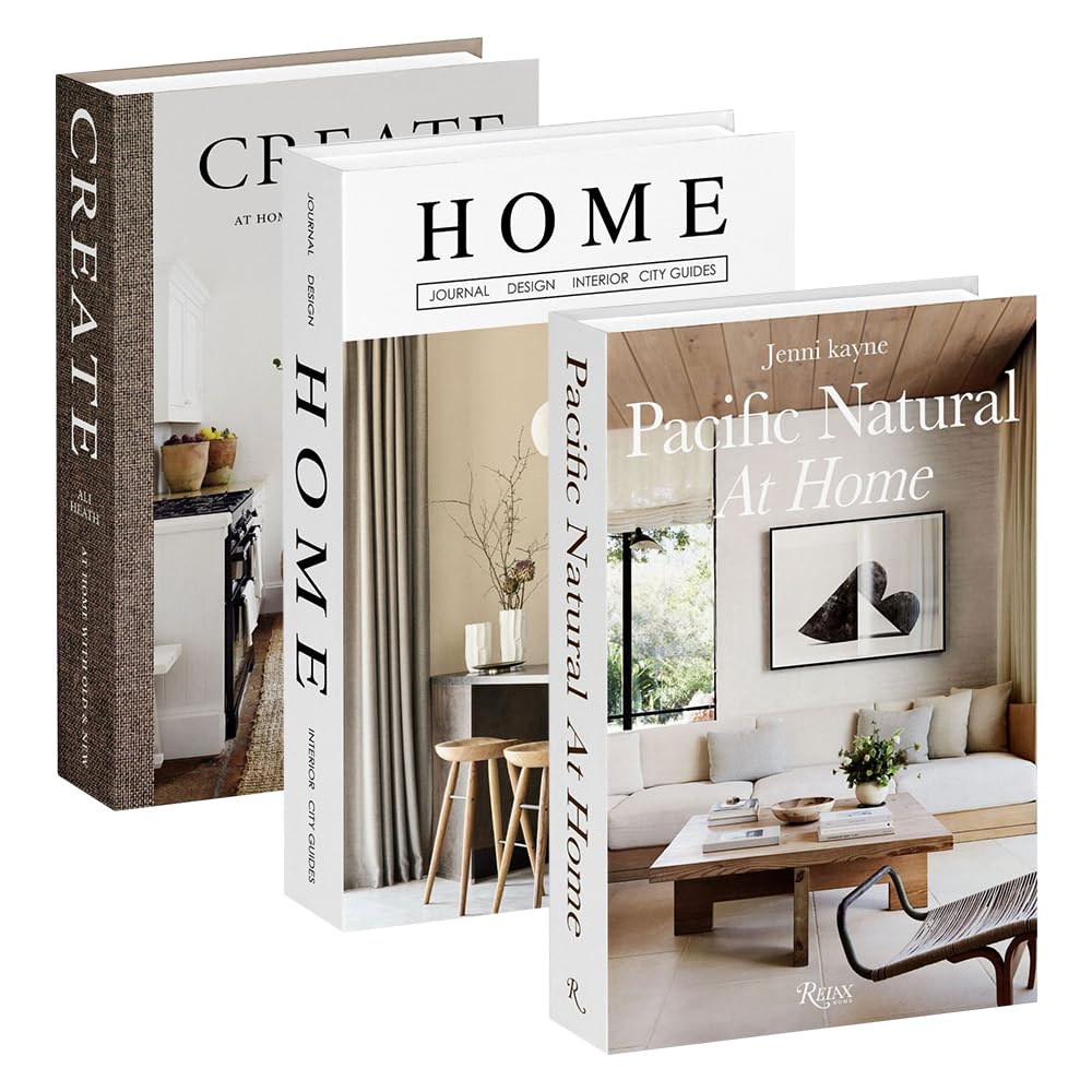 Rnpkz Beige Decorative Faux Books Set, 3Pcs Foldable Faux Books For Decoration, Stacked Faux Book, Modern Fashion Decorative Book Set, Fake Hollow Books Decor For Home Office Bar Coffee Table Bookshelf