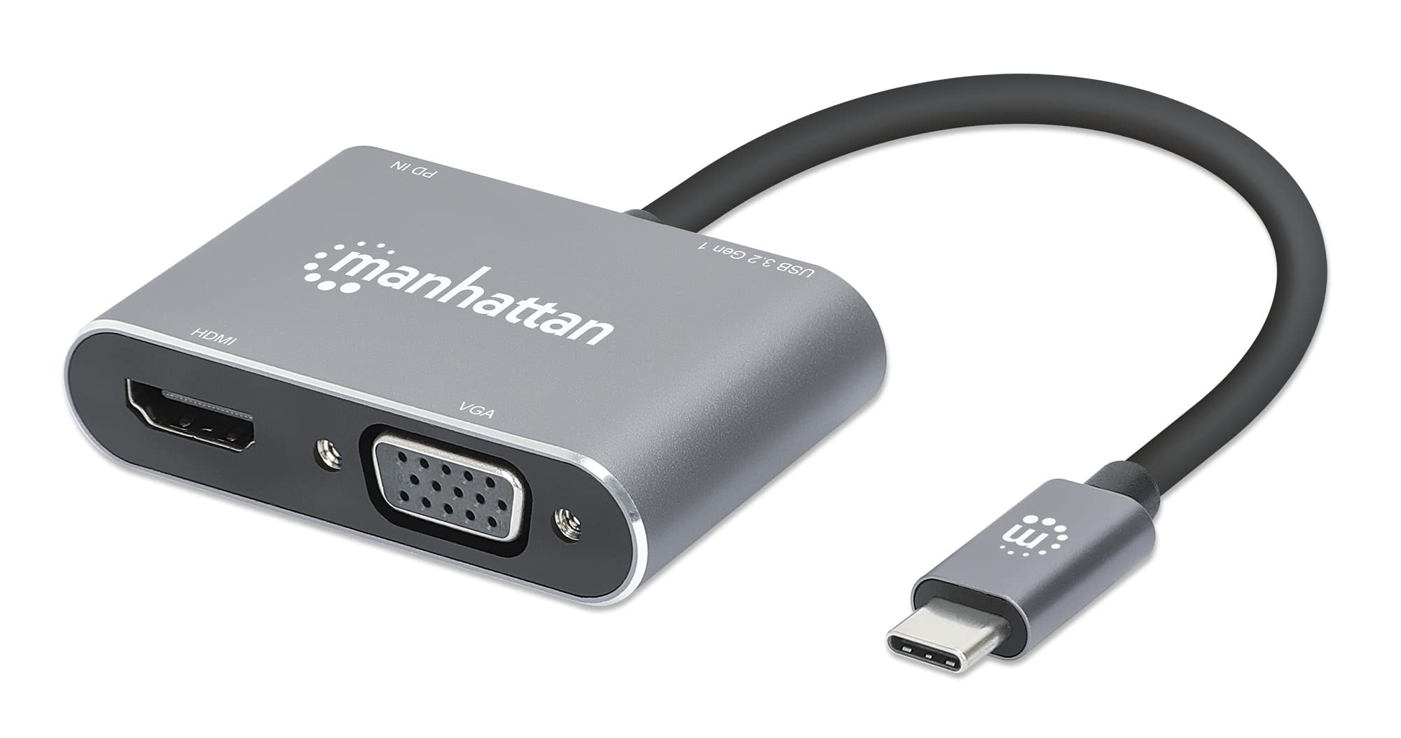 Manhattan Usb-C Dock/Hub. Ports (X4): Hdmi. Usb-A. Usb-C And Vga. With