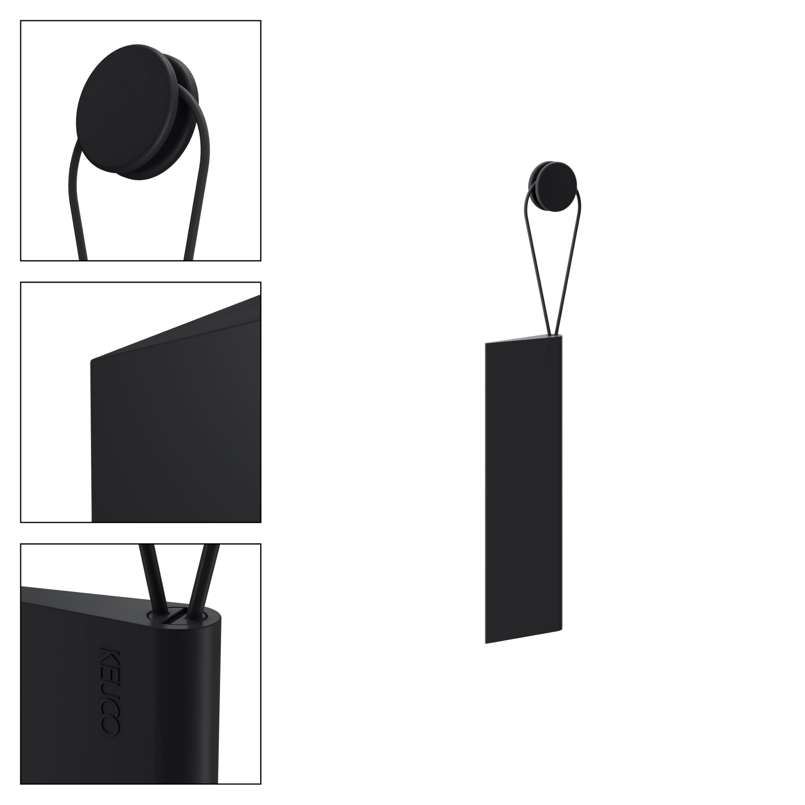 Keuco Edition 11 Set de bandeja ducha 30 cm negra y limpia mamparas negra | Extractor con gancho de pared para pegar, repisa de ducha de aluminio, incl. tornillos y tacos, extraíble