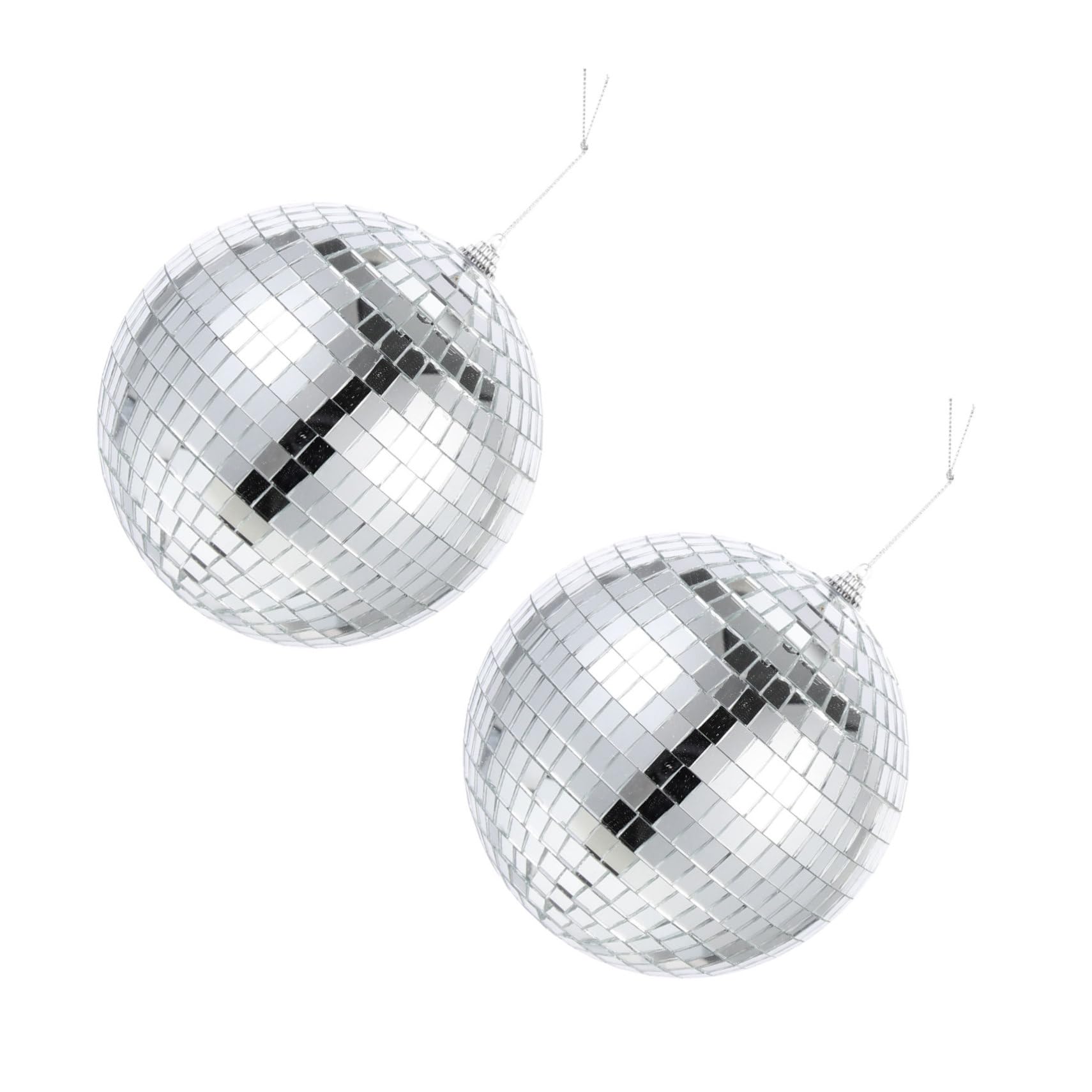 HEMOTON Disco Ball Mirror Surface Decorative Hanging Ball for Party 2pcs 15cm Silver Ball Decorati