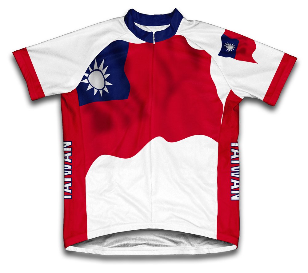 ScudoPro Taiwan Flag Short Sleeve Cycling Jersey for Men - Size 3XL