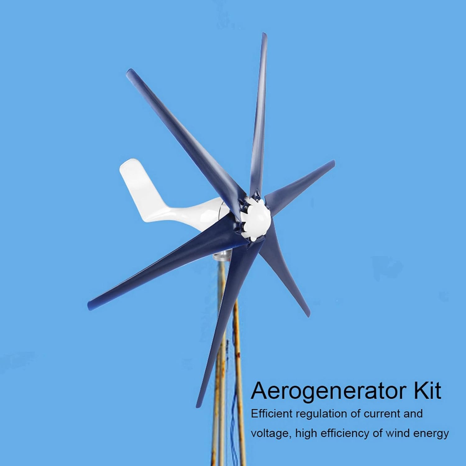 800W Wind Generator Kit 6 Blade Industrial Machinery Machine Professional Wind Turbines Small Windmill Generator (white 24V)