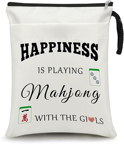Mahjong Lover Gift Book Sleeve Bookish Book Cover Gifts for Mahjong Players Mahjong Themed Birthday Gifts for Grandma Sister Book Protector Pouch