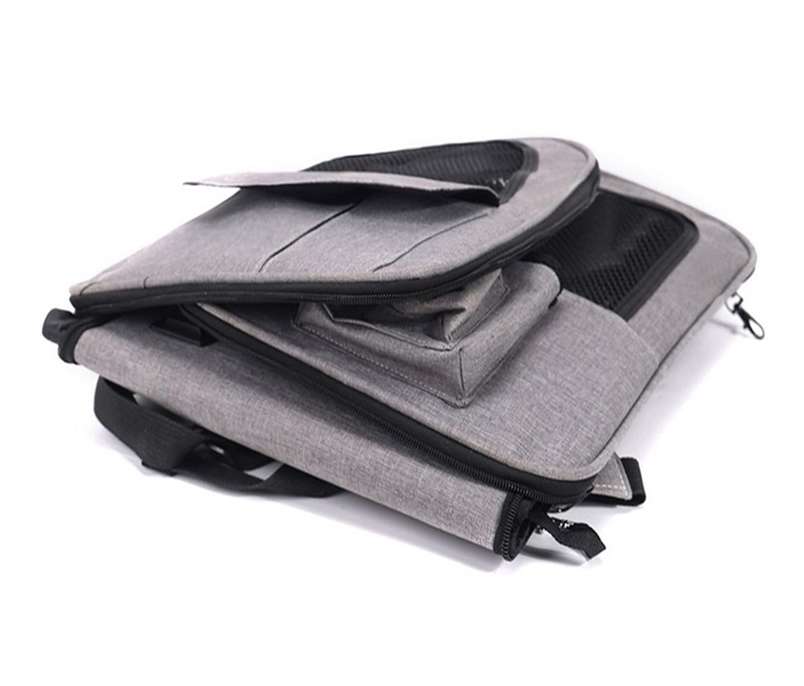 Transportín para Gatos Blando Plegable Ligero Antifugas Ventilado para Coche/Veterinario/Viaje para Gatos/Perros de hasta 22libras(Gray with Blue)