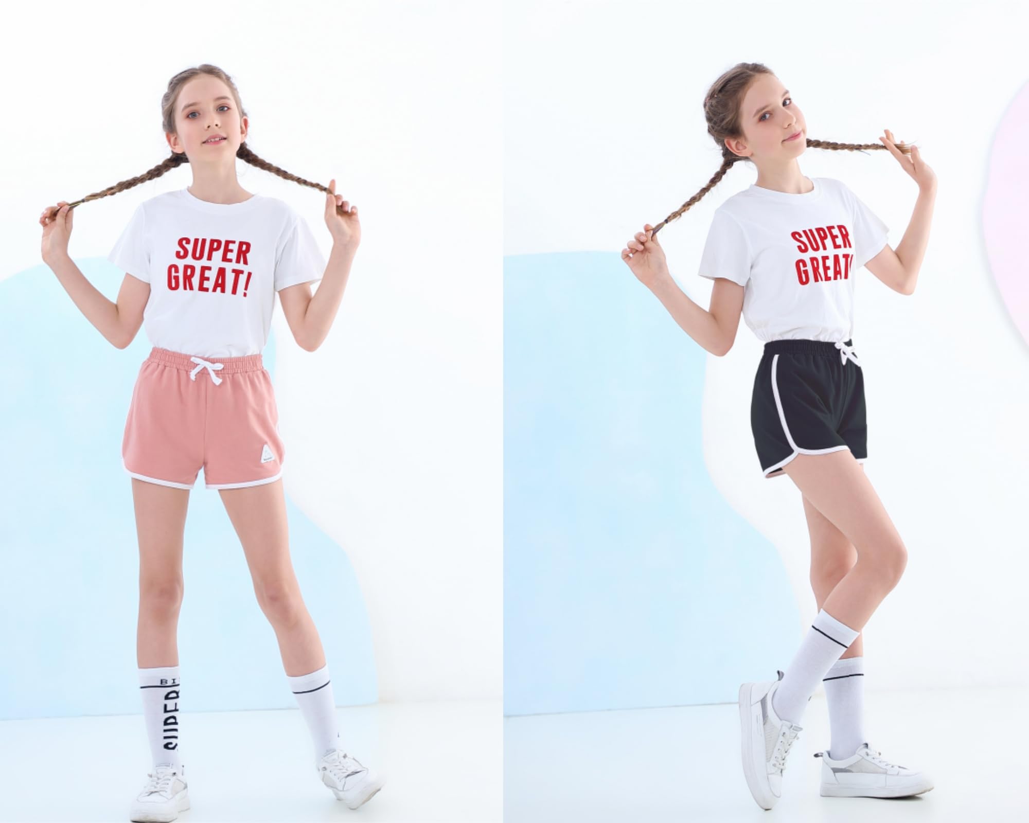 Rolanko Mädchen Gym Kurze Hose, Baumwolle Sommer Heiß Kurze Running Hosen, Kinder aktive Sport Bekleidung zum Tanzen und Yoga