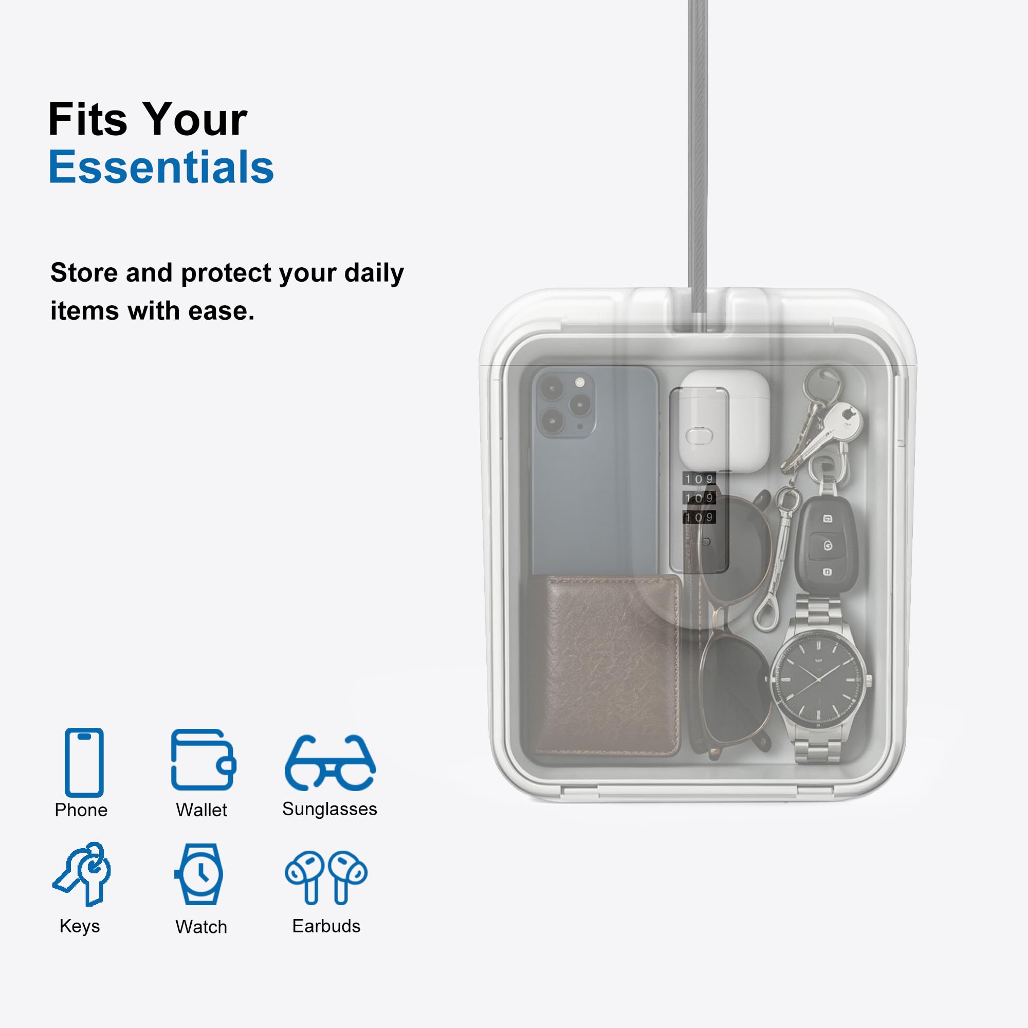 Caja de seguridad portátil para viajes y dormitorio, caja de seguridad de combinación para playa, caja de seguridad para dinero y teléfono, caja de seguridad portátil para viajes (blanco)