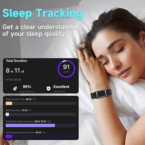 Miniatura 4 de Pulsera inteligente con rastreador de actividad física, monitor de sueño automático 247, frecuencia cardíaca, HRVtemperatura corporalmonitor de