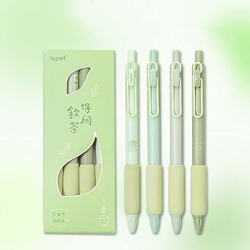 Miniatura 2 de Kawaii - Juego de 4 bolígrafos de gel para presión neutra, bolígrafo de alta belleza para niña, bolígrafo de corazón para oficina, escuela (té verde)