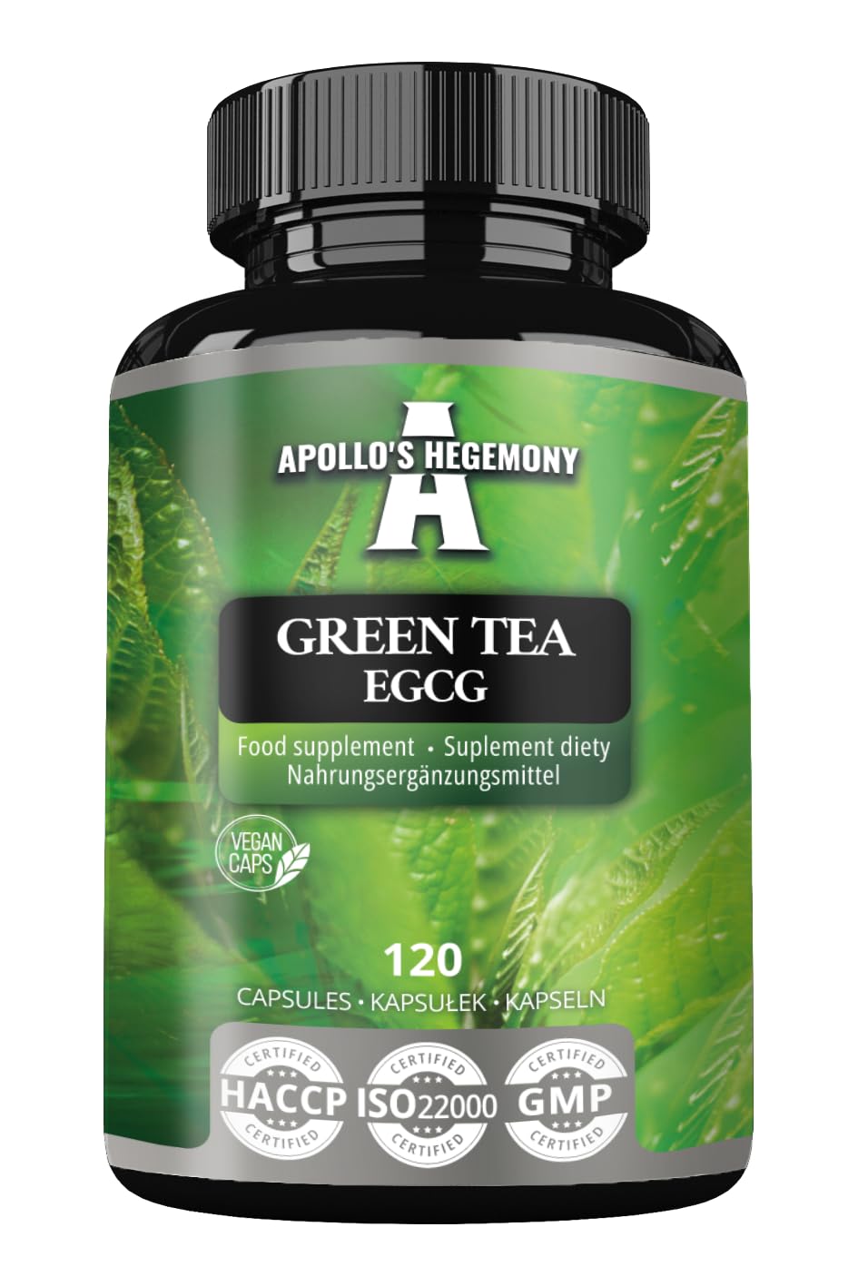 Estratto di tè verde 500 mg, contiene il 50% di EGCG e il 98% di polifenoli, 120 capsule vegane, 4 mesi di fornitura, bruciagrassi naturale, supporto antiossidante - da Apollo's Hegemony