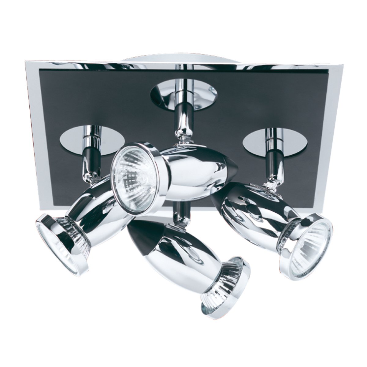 Search Light 7494 GU10 Quadrat-Strahler (4-teilig) – Silber/Schwarz Chrom, Verstellbare Arme