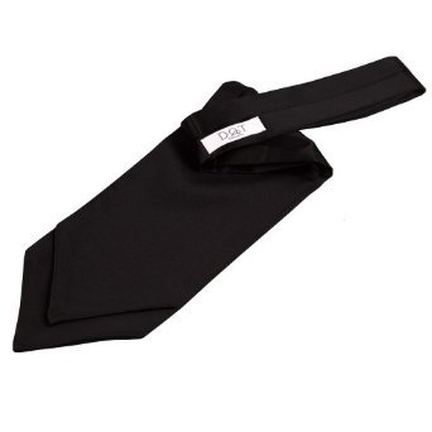 DQT Mens Plain Satin Self-Tie Ascot Cravat – Wedding Groom Formal Suit - Black