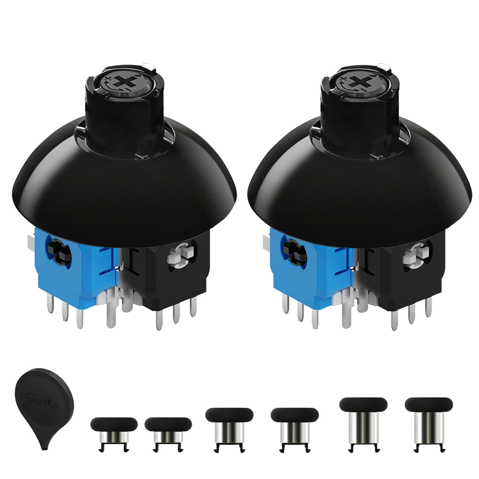 AKNES GuliKit Joystick TMR 720° à tension réglable pour PS4 DualShock 4 | Dérive réduite, Haute précision, Réactivité rapide, avec 3 Paires de Capuchons de Hauteurs Différentes