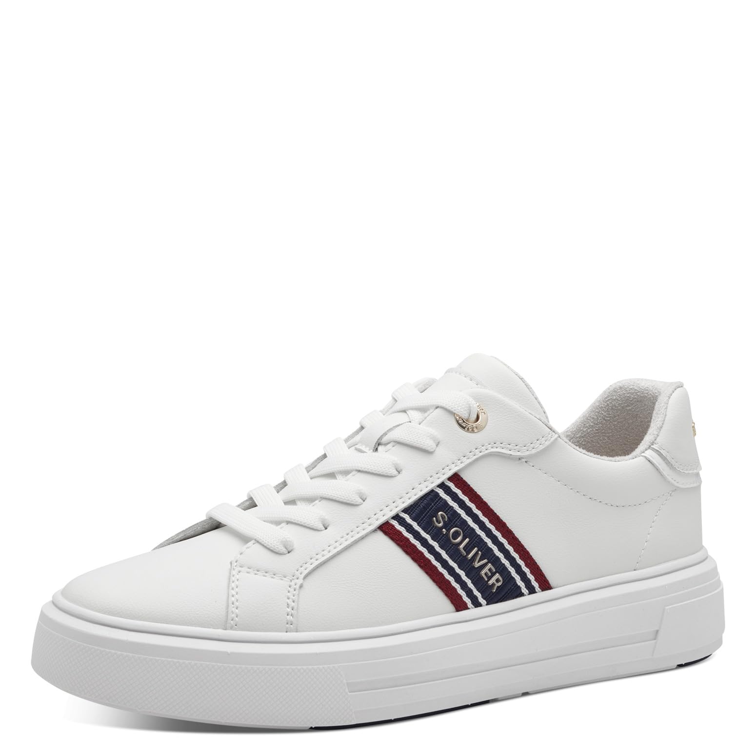 s.Oliver Women's Flat Trainers with Laces Leisure, White, 6 UK
