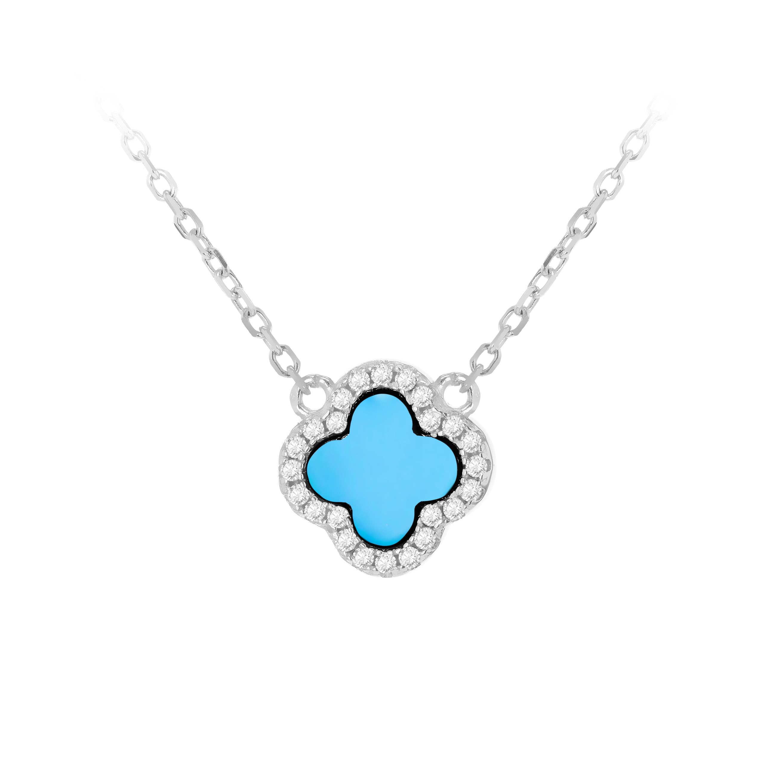 Tuscany Silver Collana da donna in argento Sterling rodiato con ciondolo a quadrifoglio, regolabile 40 cm/15,75" – 45 cm/17,75"