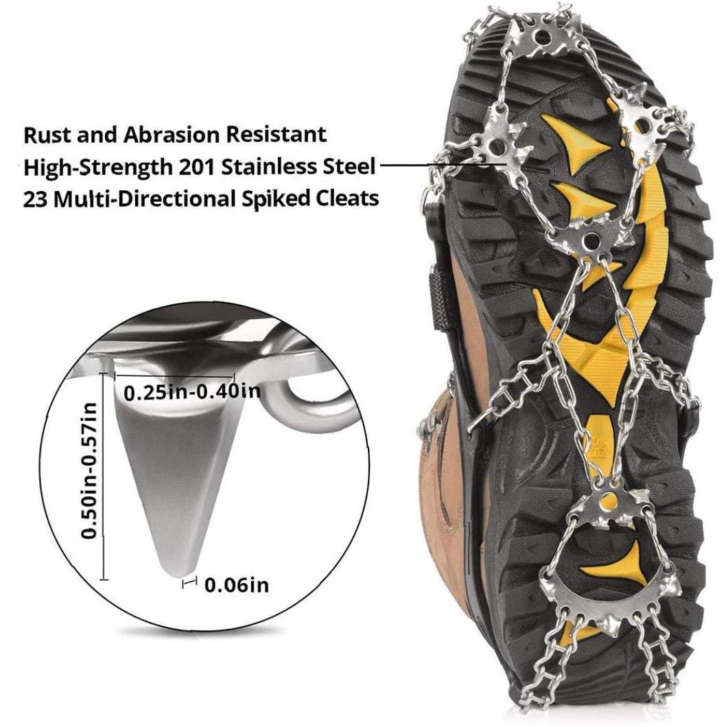 Traktion Schneegriffe Eisgriff Steigeisen Anti Slip 23 Spikes zum Wandern Angeln Gehen Klettern Bergsteigen Schwarz 2St