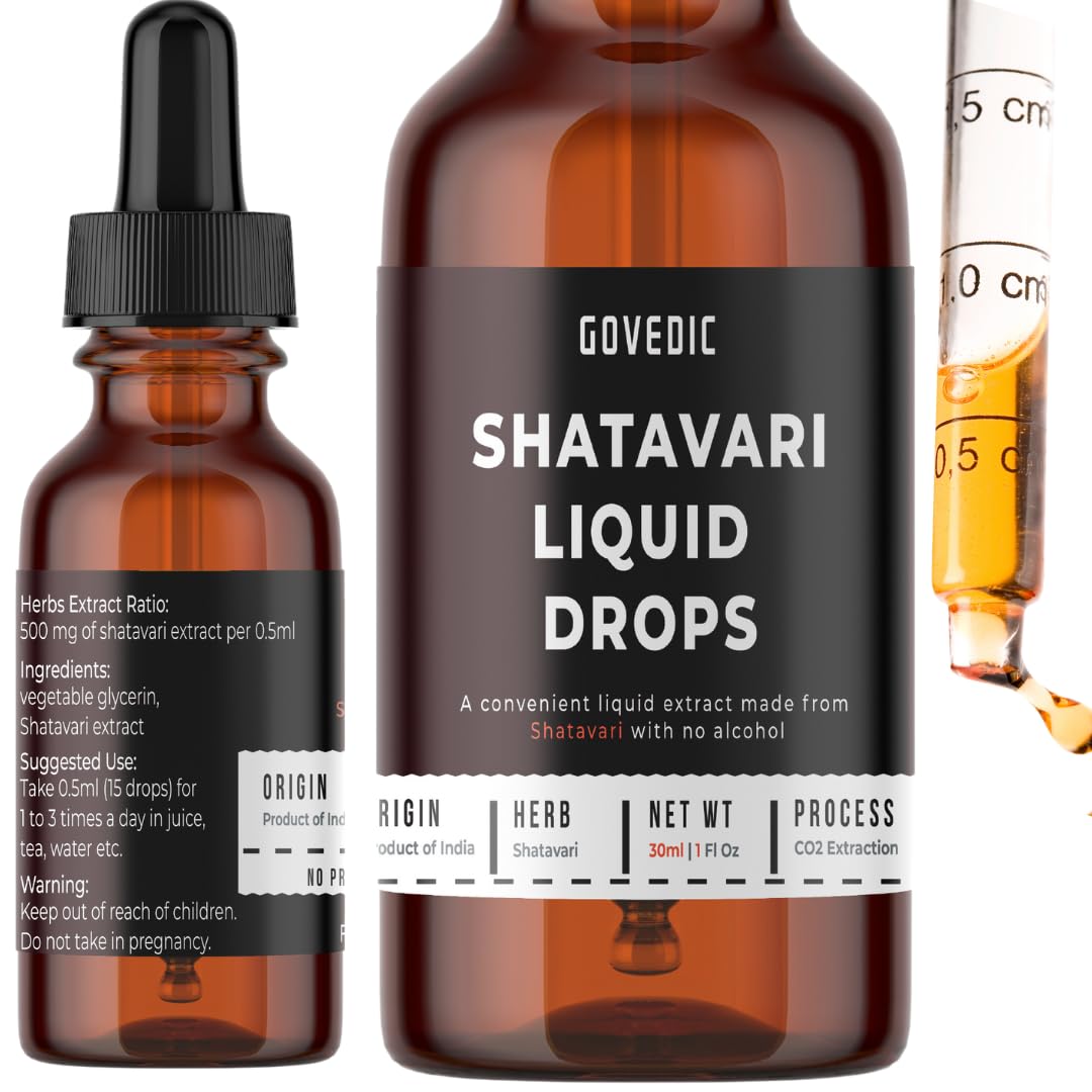Govedic Shatavari Liquid Drops Concentrated 30ml Pack of 1 | 60 Servings of 500mg Organic Root Tincture Extract Supplement | High Potency & Fast Absorption-image-2