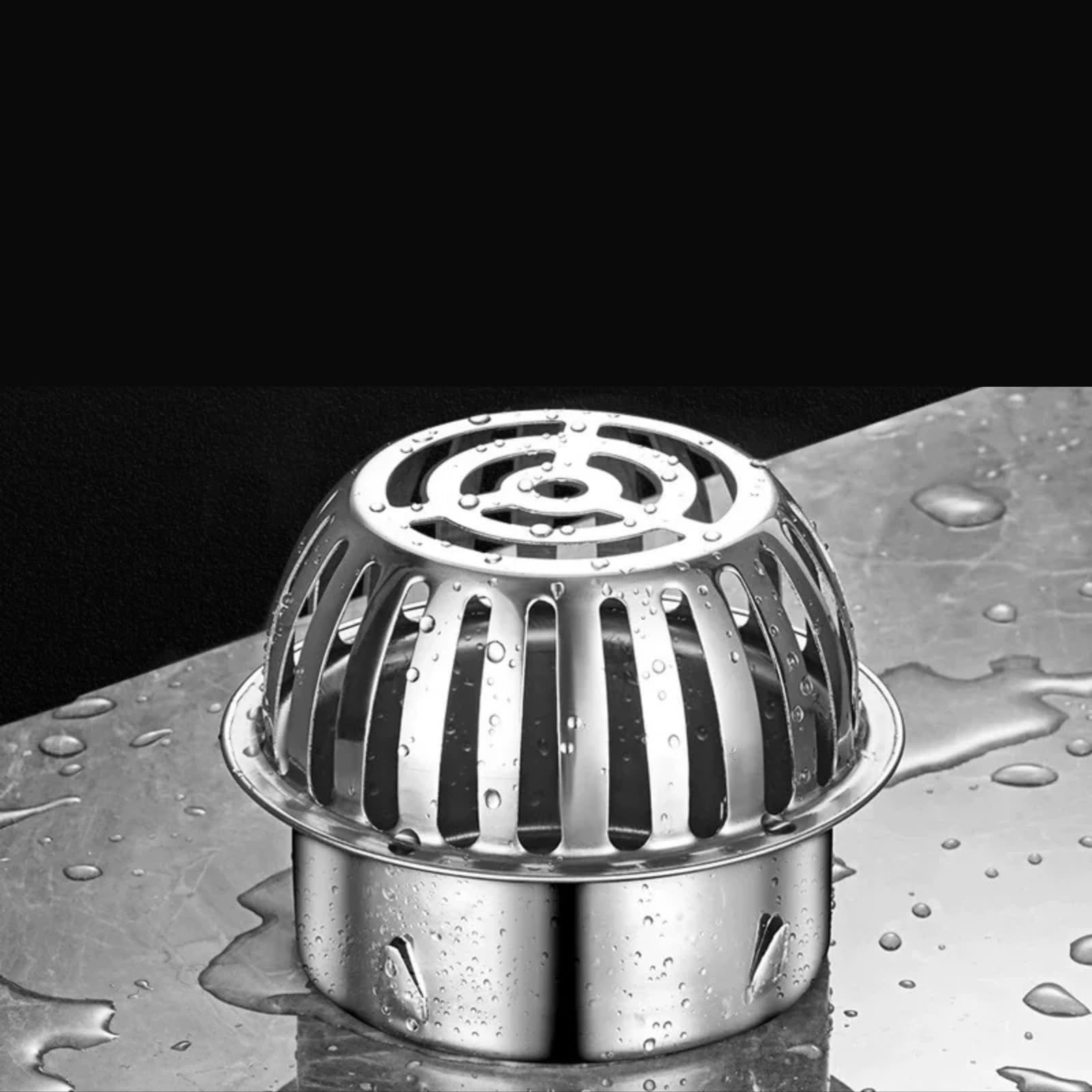 304 Stainless Steel Dome Drain Cover Anti-Clogging Atrium Grate Strainer
