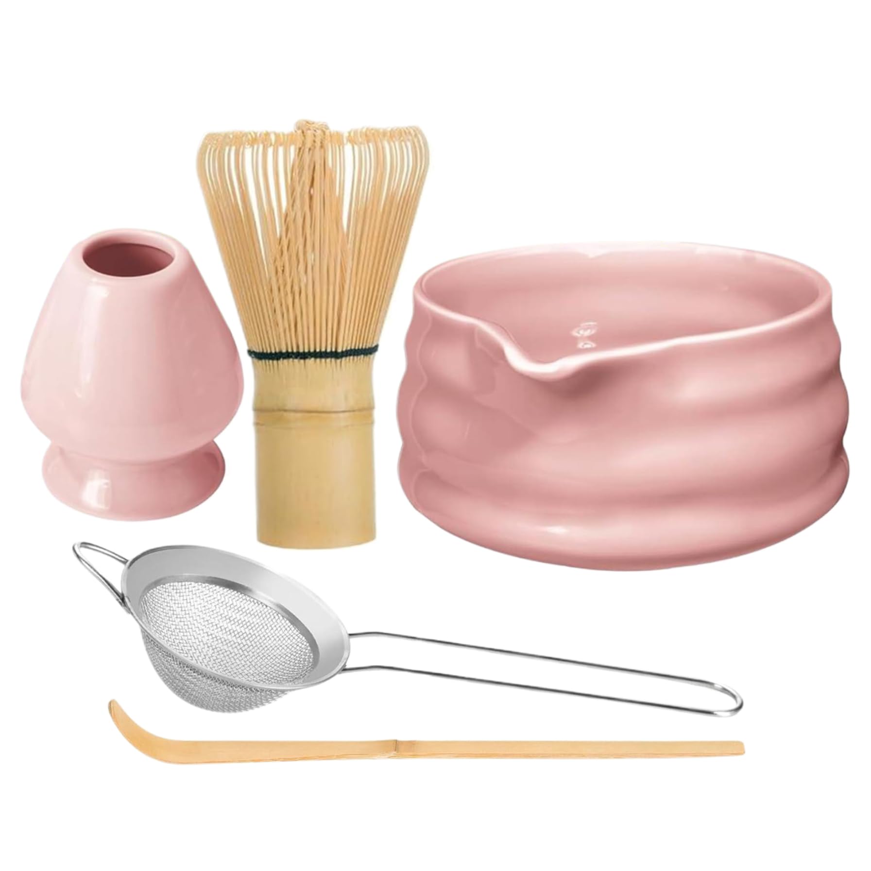 Juego de 5 Unidades de batidor Matcha, tazón, batidor, tamiz, Cuchara y Soporte, Kit de Moda Matcha, operación Simple para té