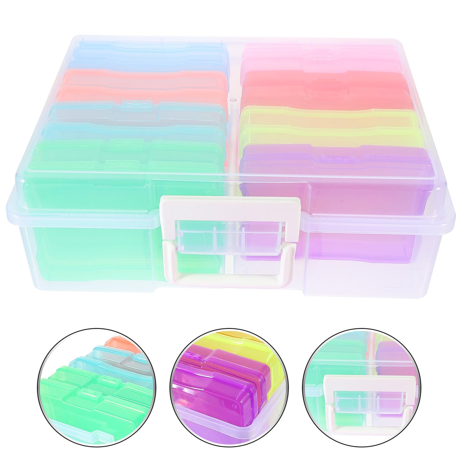Scatola Porta Foto in Plastica con Coperchio Ermetico Organizer Multiscomparto per Piccoli Oggetti Adatta Gioielli Componenti Elettronici e Accessori Artigianali Portatile e