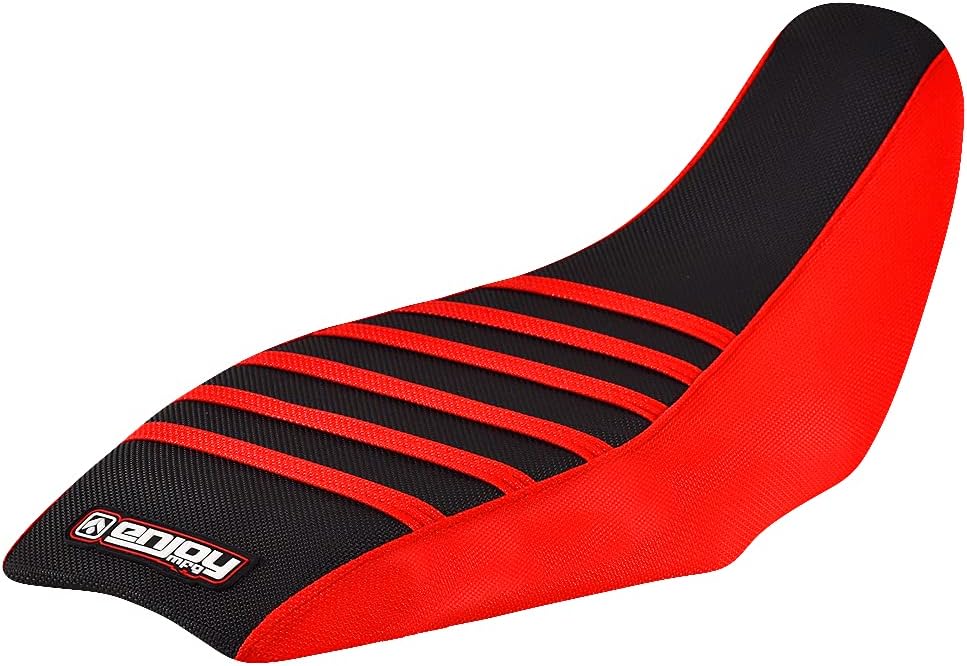 Enjoy Mfg Seat Cover - Compatible with Honda 2006-2021 TRX 90 Sportrax 90 Quad ATV #211 (All Black/RED Ribs)