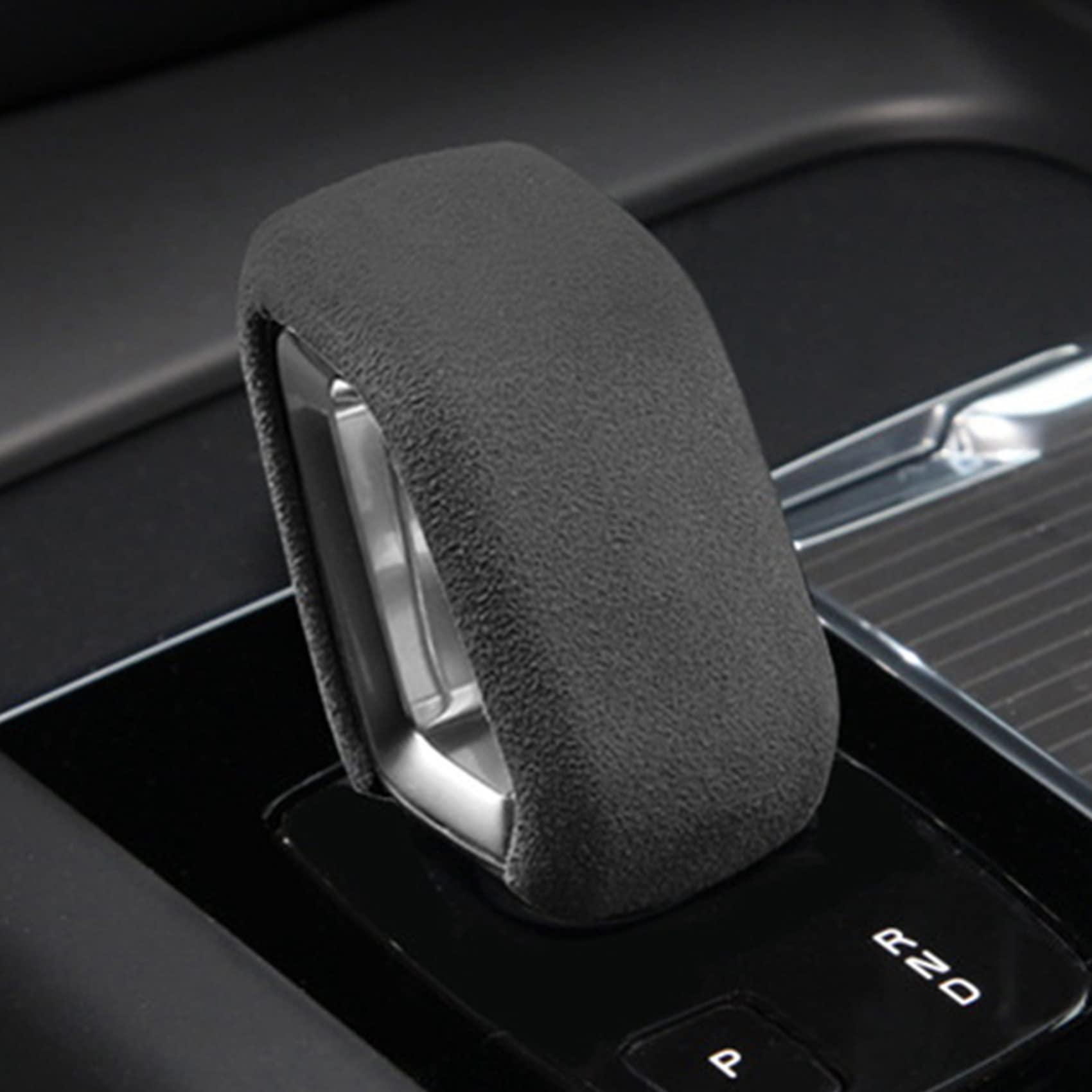 Rivestimento Pomello Cambio In Pelle Scamosciata Per Volvo XC60 S90 XC90 S60 V60 XC40 V90CC 2022- – Maniglia Cambio Nero