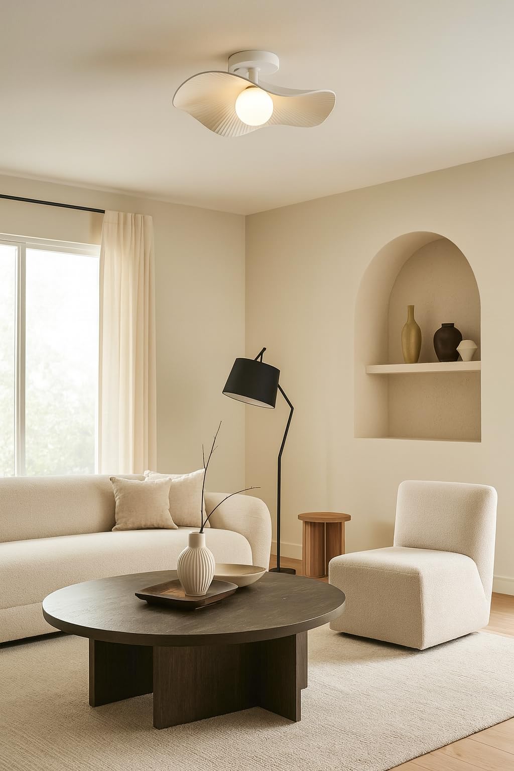 KONTARBOOR Nowoczesna lampa sufitowa biała 43 x 17 cm - Minimalistyczna lampa sufitowa LED - współczesny styl do salonu, sypialni, kuchni lub biura