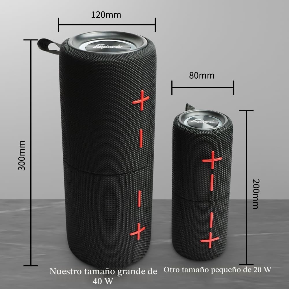 CYBORIS Altavoz Bluetooth Dual Portátil Divisible 2 en 1 de 40W, Altavoz Inalámbrico Divisible Resistente al Agua V5.3 con Graves Profundos y Sonido Estéreo Potente, 24H de Reproducción