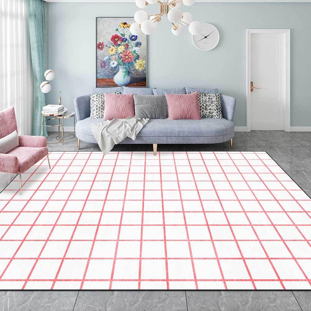 Tapis entrée intérieur moderne rose et blanc 180x280 grand tapis de plancher salon