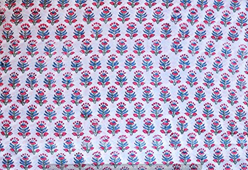 Traditional Jaipur Tela de algodón estampada, por The Yard, paños de tela con estampado indio para vestido de verano, Kurti, bufanda, cojín, funda de sofá (2.5 Yards) Cover