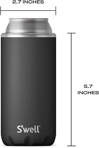Miniatura 5 de S'well Enfriador de bebidas delgado de acero inoxidable, se adapta a latas y botellas delgadas de 12 onzas, ónix, recipiente aislado al vacío de