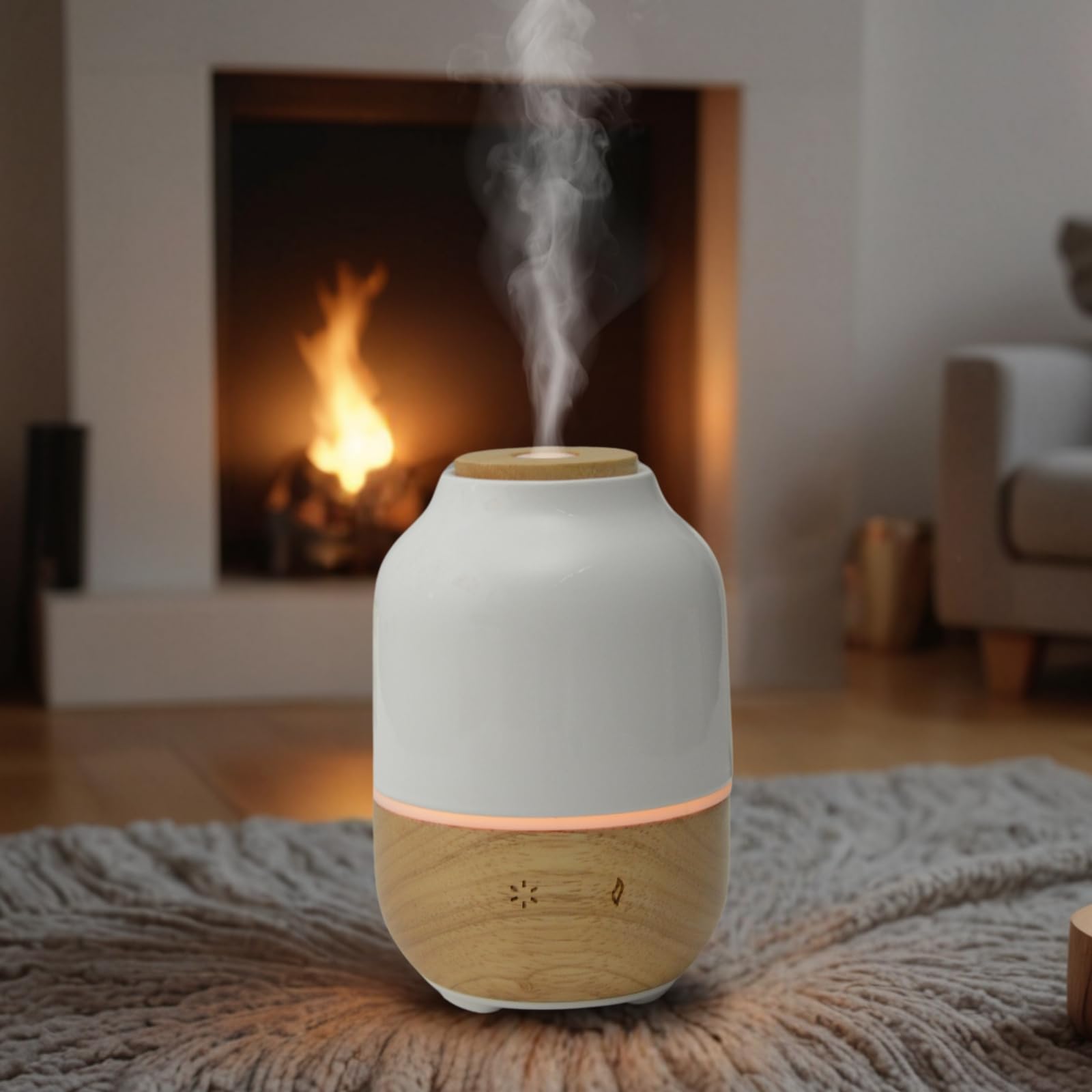 Zen'Arôme - Difusor ultrasónico de aceites esenciales Purisia (hasta 40 m²) - Difusión en frío para aromaterapia - Modo continuo o alternado - Iluminación multifunción - Cerámica y madera