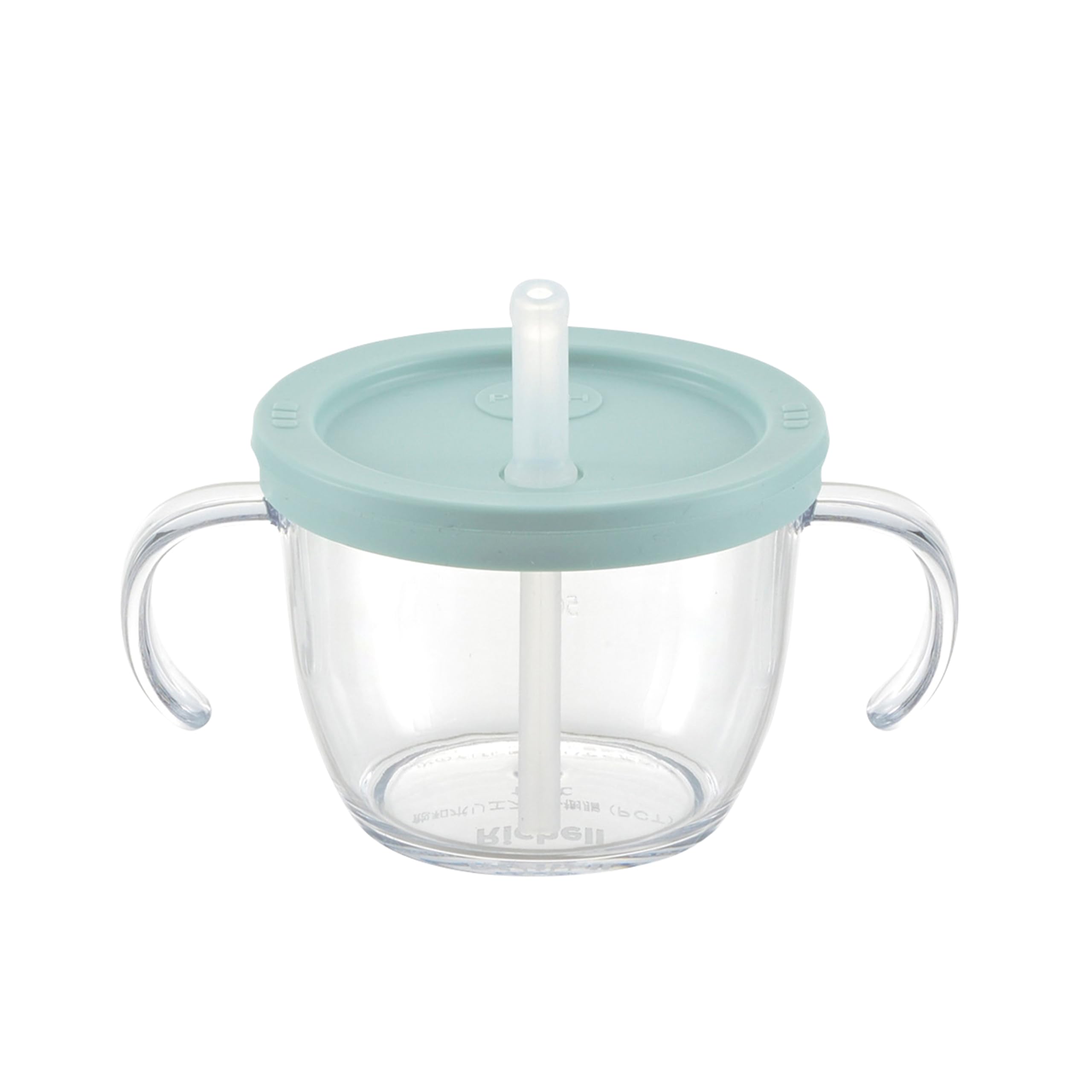 Push Flow Training Sippy Cup with Silicone Straw and Handles, 5 oz, for baby 6 month+ Light Blue