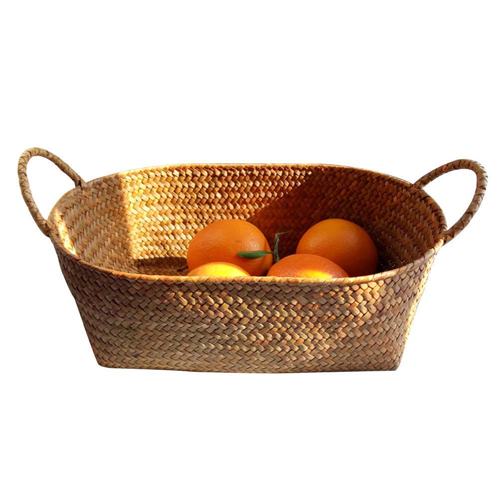 Panier tressé main en rotin de couleur primaire avec poignée