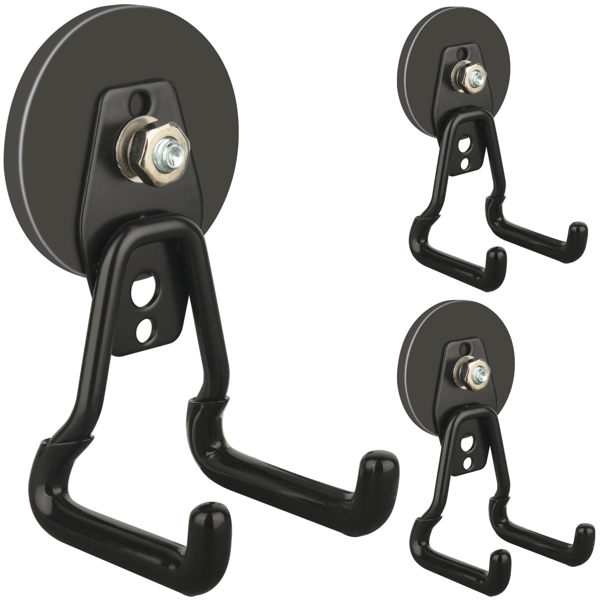 ULIBERMAGNET Ganci magnetici grandi migliorati, robusti ganci magnetici pesanti per trapani, scope, attrezzi da giardino, parete forata, garage, officina, hardware, set di 4 supporti magnetici da