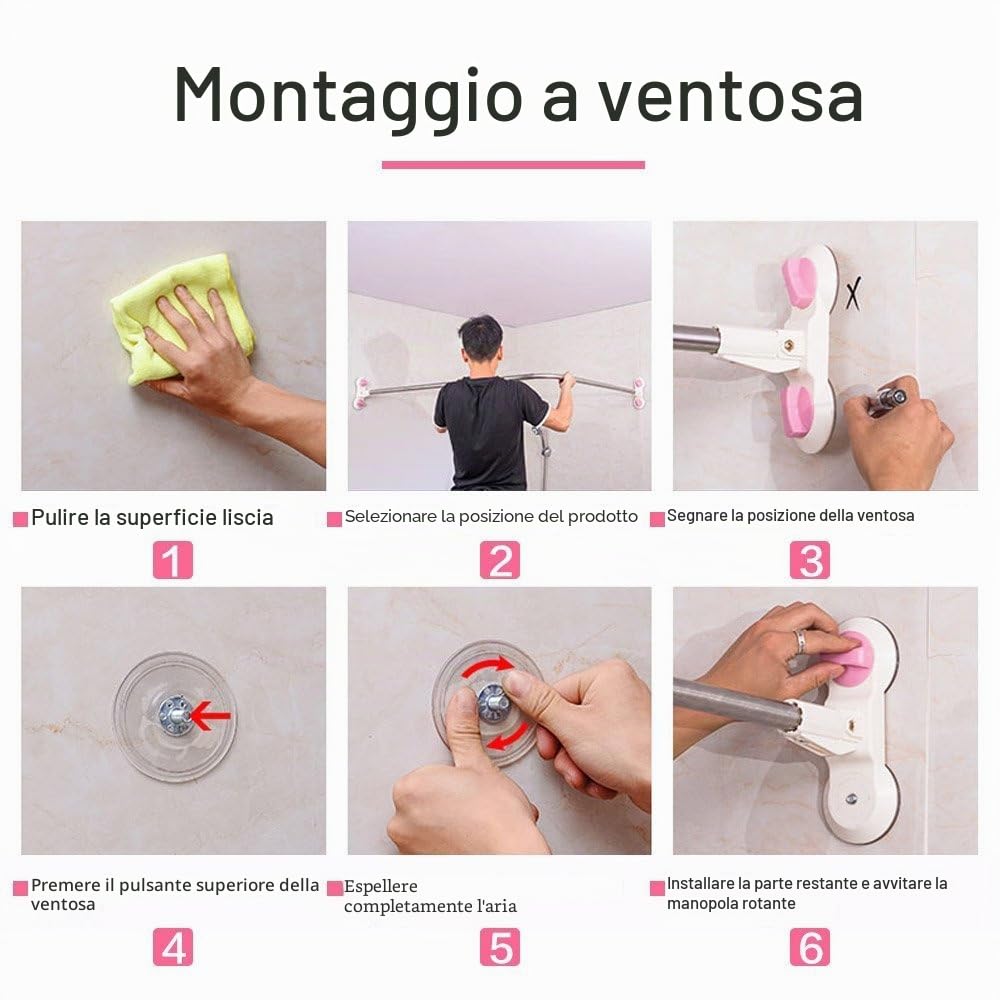 BAOYOUNI Asta per Tenda da Doccia a Forma L Senza Foratura Bastone per Tenda Regolabile Barra ad Angolo Universal per Bagno, Vasca, Spogliatoio, Estensibile 118-180 x 102 cm