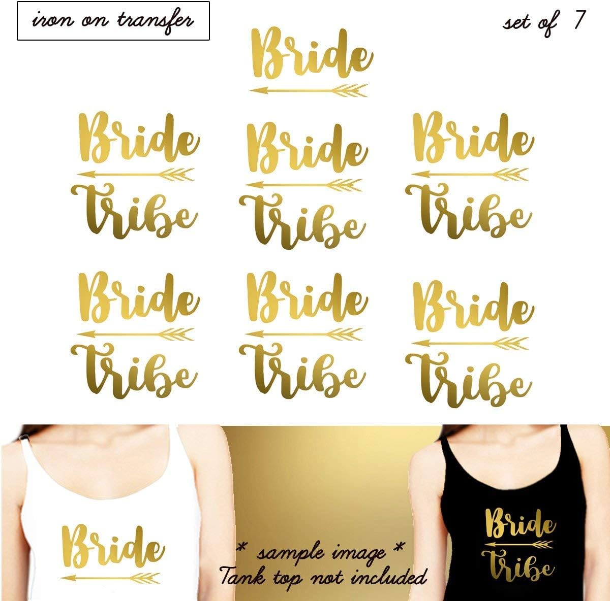 Set 7 Iron on transfer,1- Bride, 6-Bride Tribe, Iron on transfer vinyl, DIY Heat Transfer iron on transfers Bridal Party (#SS)